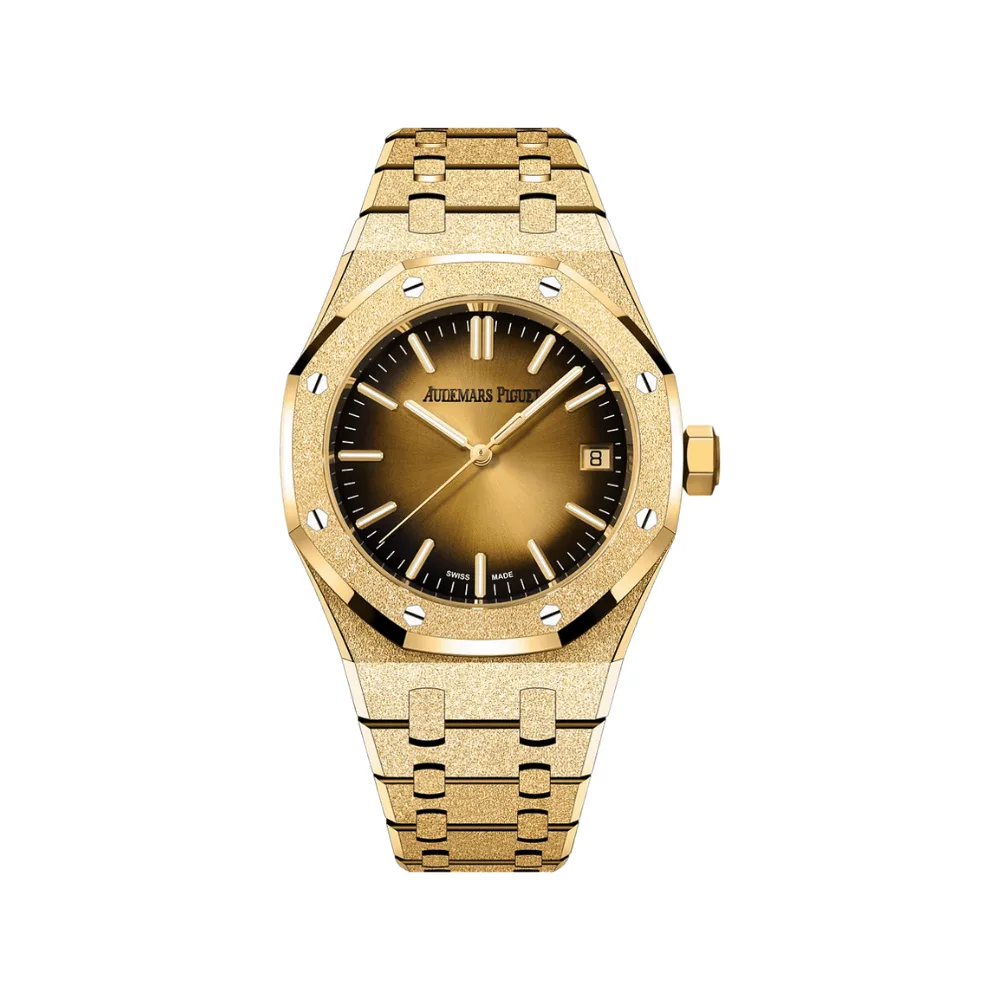 Audemars Piguet Royal Oak 15550BA.GG.1356BA.01 Frosted Yellow Gold Smoked Yellow Dial