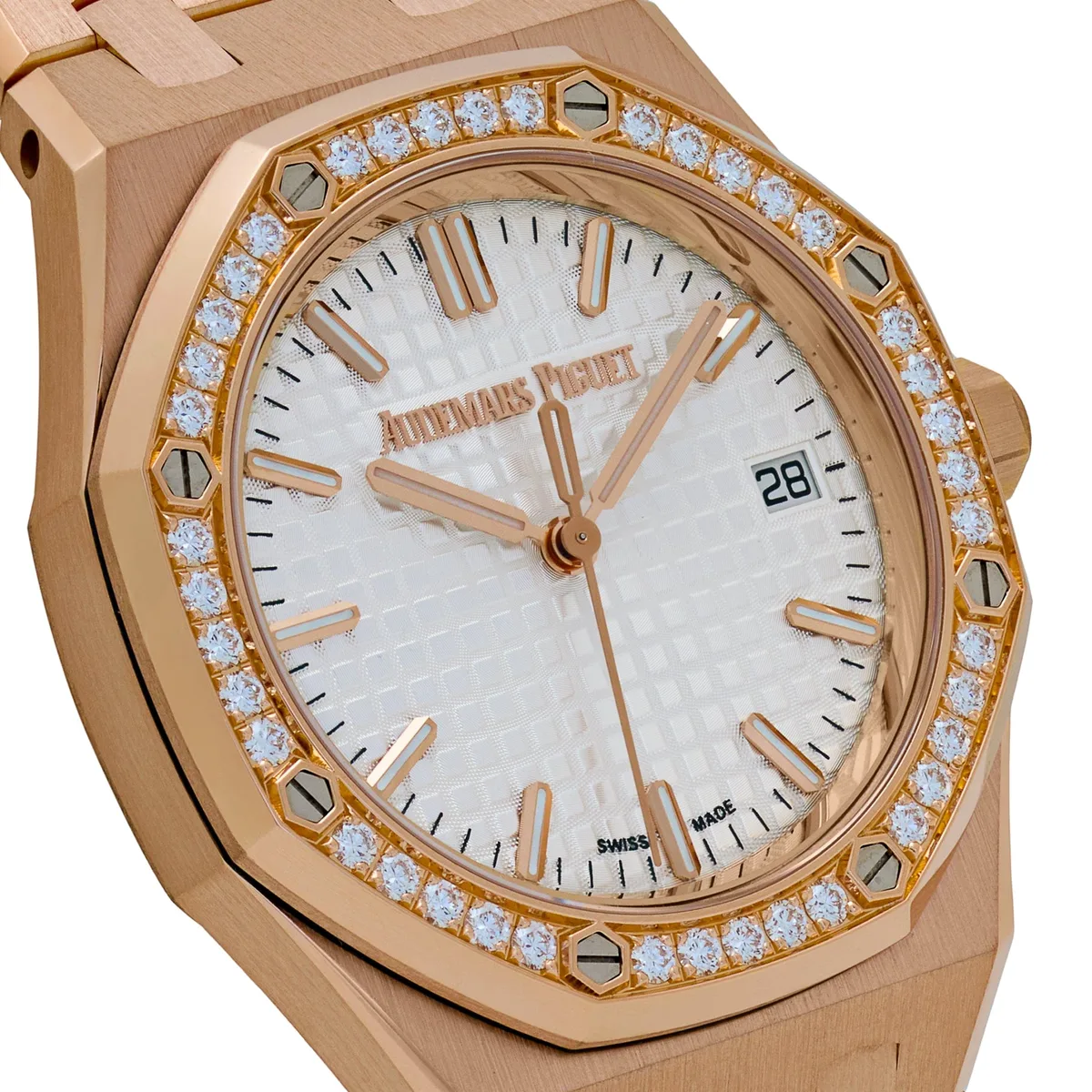 Audemars Piguet Royal Oak 77451OR.ZZ.1361OR.03 'Ladies' Rose Gold Silver Dial Diamond Bezel — photo 5 of 9