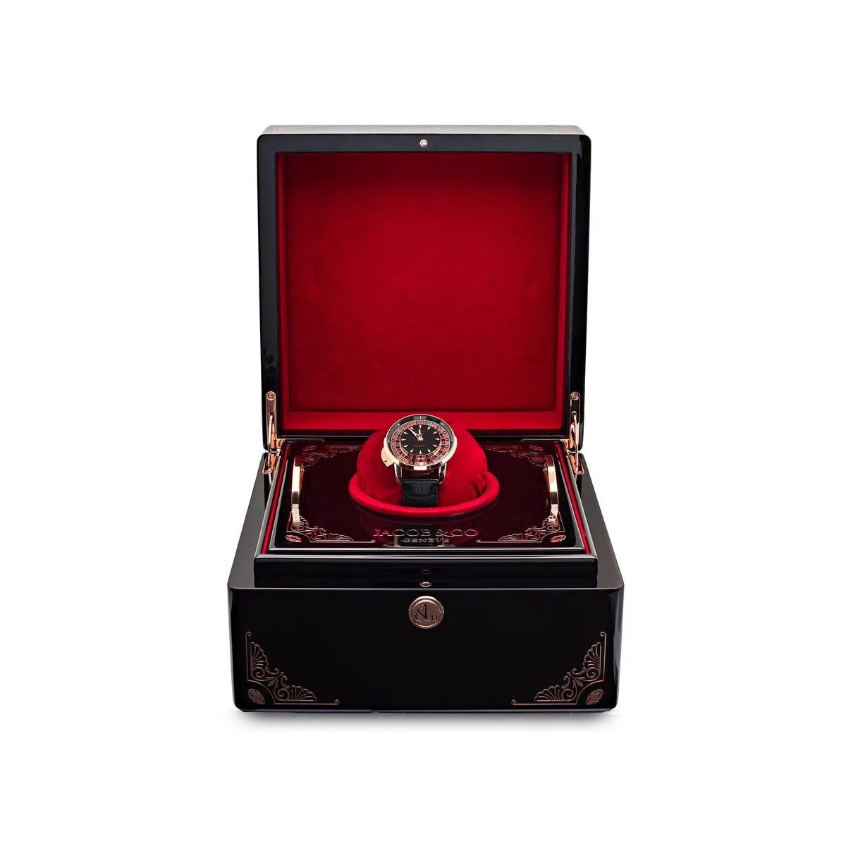 Jacob & Co. 'The Casino Tourbillon' CA100.40.AA.AA.ABALA Rose Gold Black Onyx Dial Limited Edition — photo 7 of 9