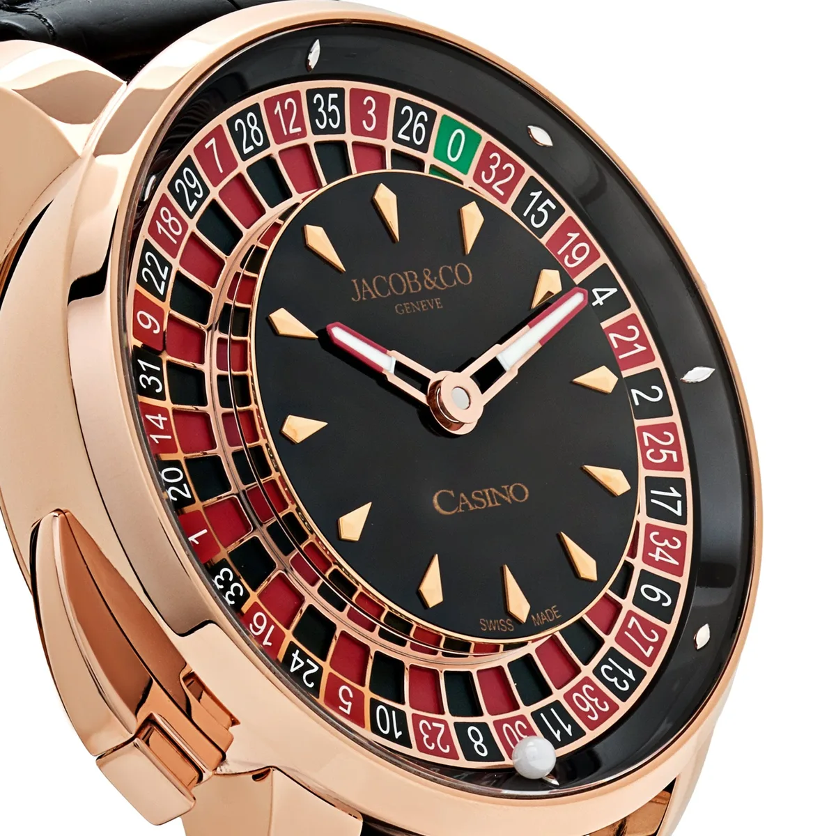 Jacob & Co. 'The Casino Tourbillon' CA100.40.AA.AA.ABALA Rose Gold Black Onyx Dial Limited Edition — photo 5 of 9
