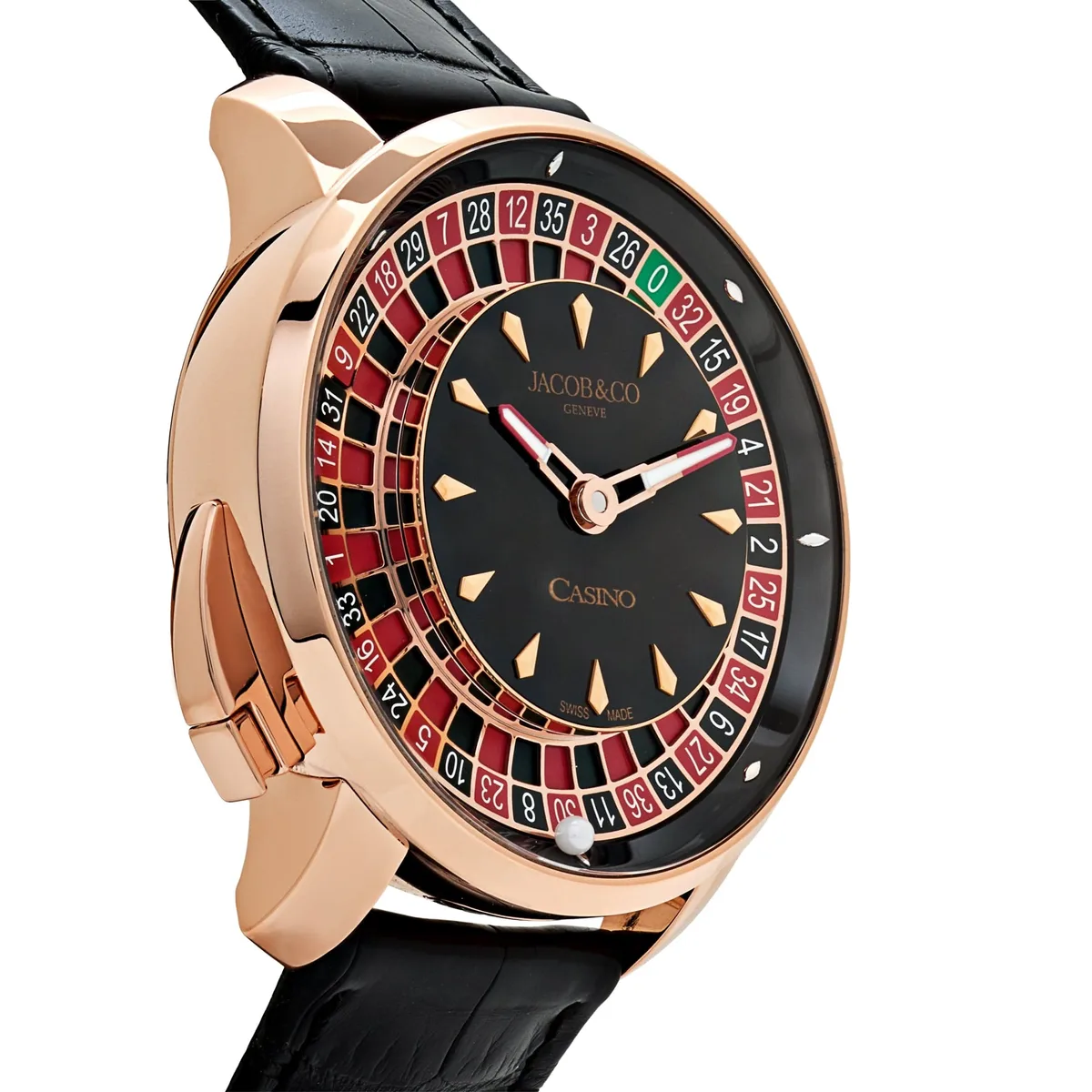 Jacob & Co. 'The Casino Tourbillon' CA100.40.AA.AA.ABALA Rose Gold Black Onyx Dial Limited Edition — photo 4 of 9