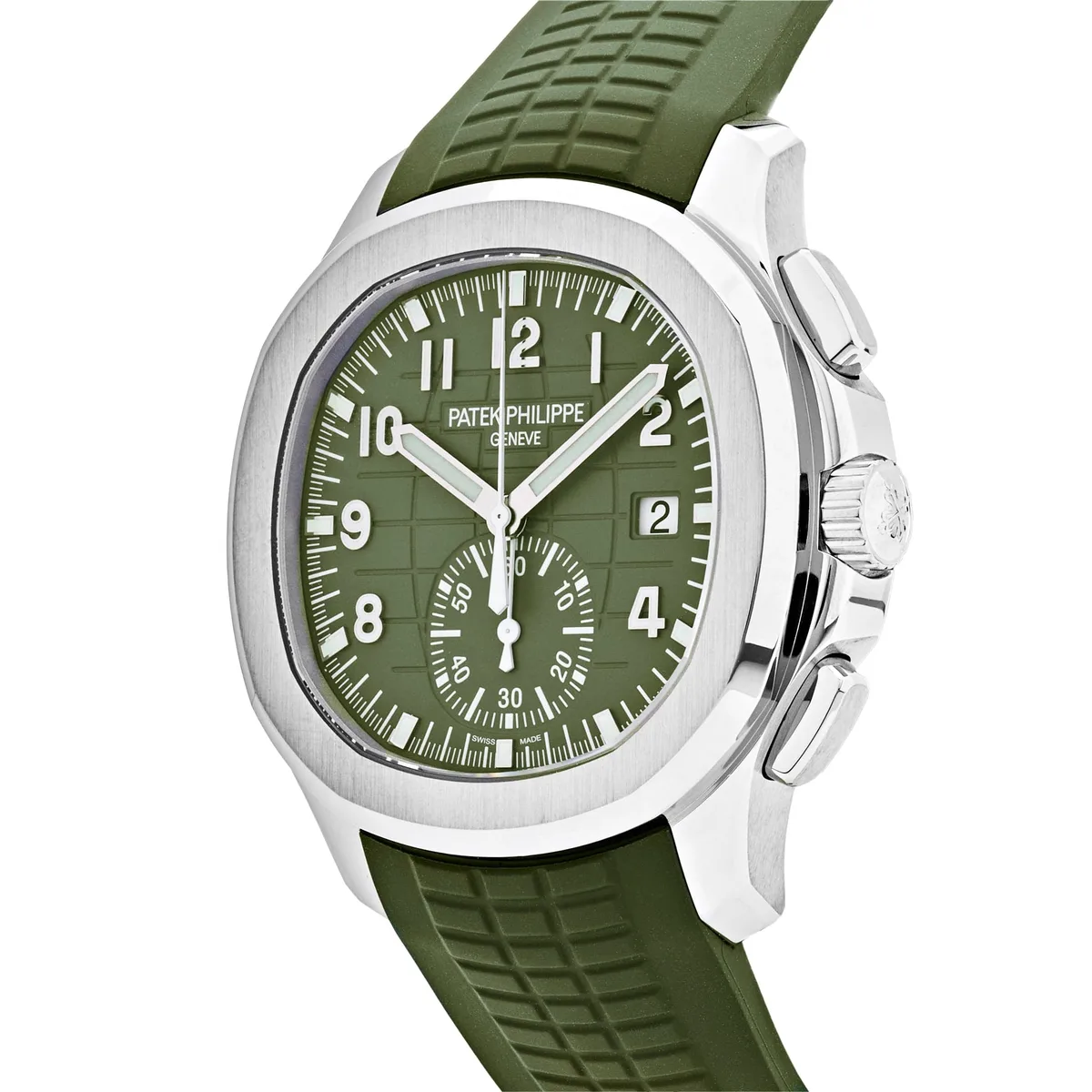 Patek Philippe Aquanaut 3285 V3 – Swiss Super Clone 5968G-010 Chronograph White Gold Khaki Green Dial (2023) — photo 3 of 9