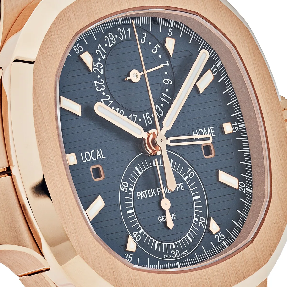 Patek Philippe Nautilus 3285 V3 – Swiss Super Clone 5990/1R-001 Travel Time Flyback Chronograph Rose Gold Blue Dial (2025) — photo 5 of 8