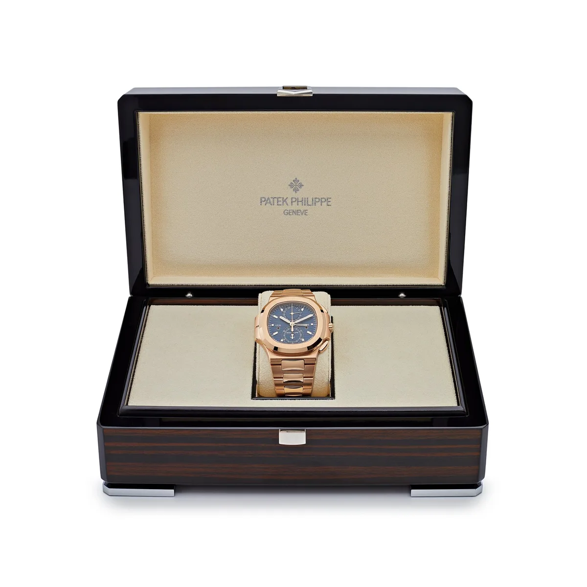 Patek Philippe Nautilus 3285 V3 – Swiss Super Clone 5990/1R-001 Travel Time Flyback Chronograph Rose Gold Blue Dial (2025) — photo 6 of 8