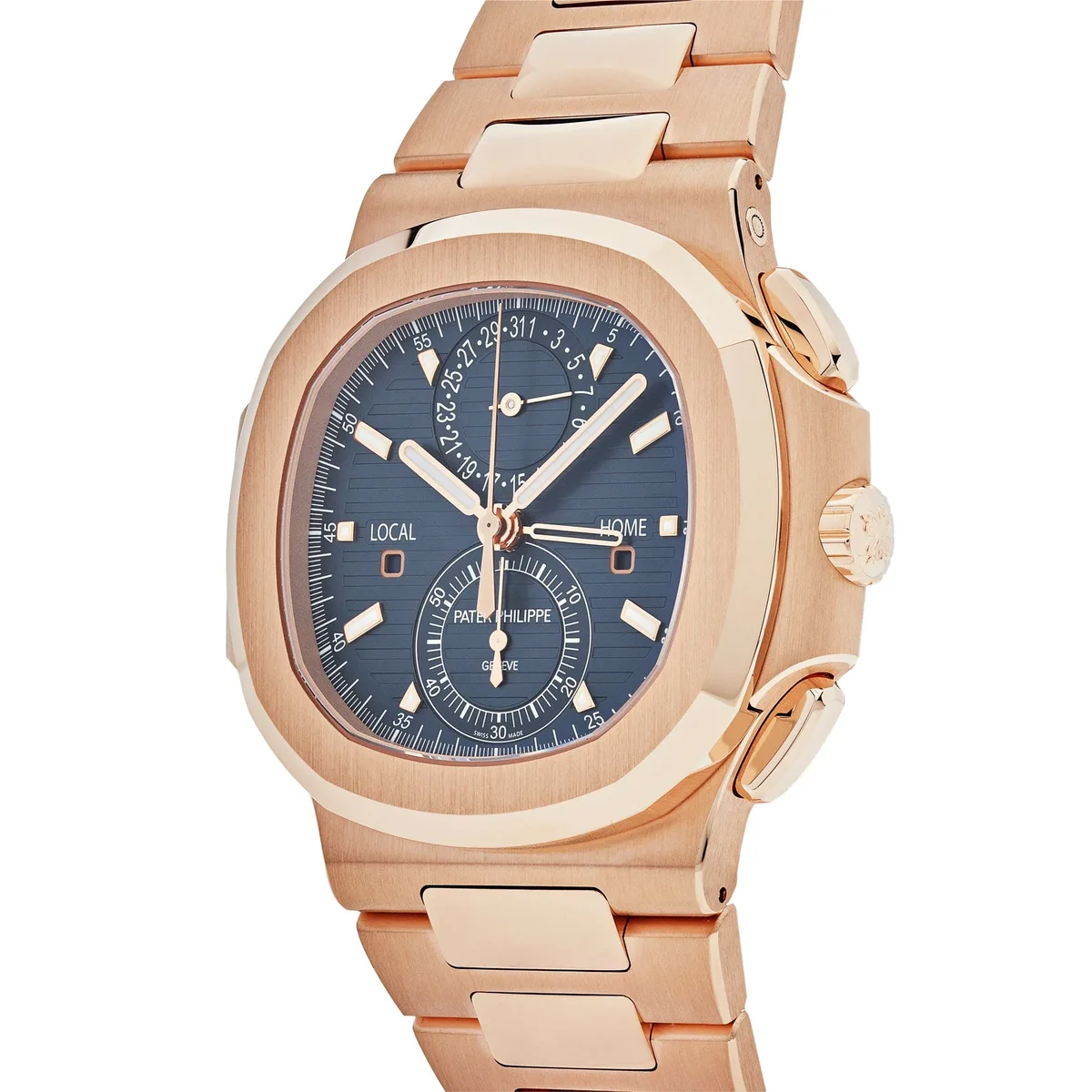 Patek Philippe Nautilus 3285 V3 – Swiss Super Clone 5990/1R-001 Travel Time Flyback Chronograph Rose Gold Blue Dial (2025) — photo 3 of 8
