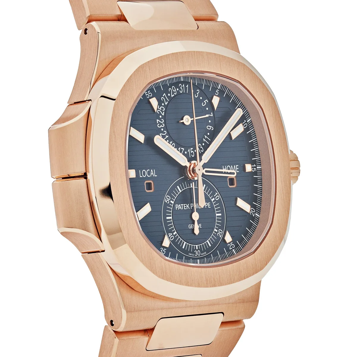 Patek Philippe Nautilus 3285 V3 – Swiss Super Clone 5990/1R-001 Travel Time Flyback Chronograph Rose Gold Blue Dial (2025) — photo 4 of 8
